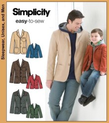 3708 EZ MEN'S S-XL,BOYS S-L BUTTON JACKET PATTERN
